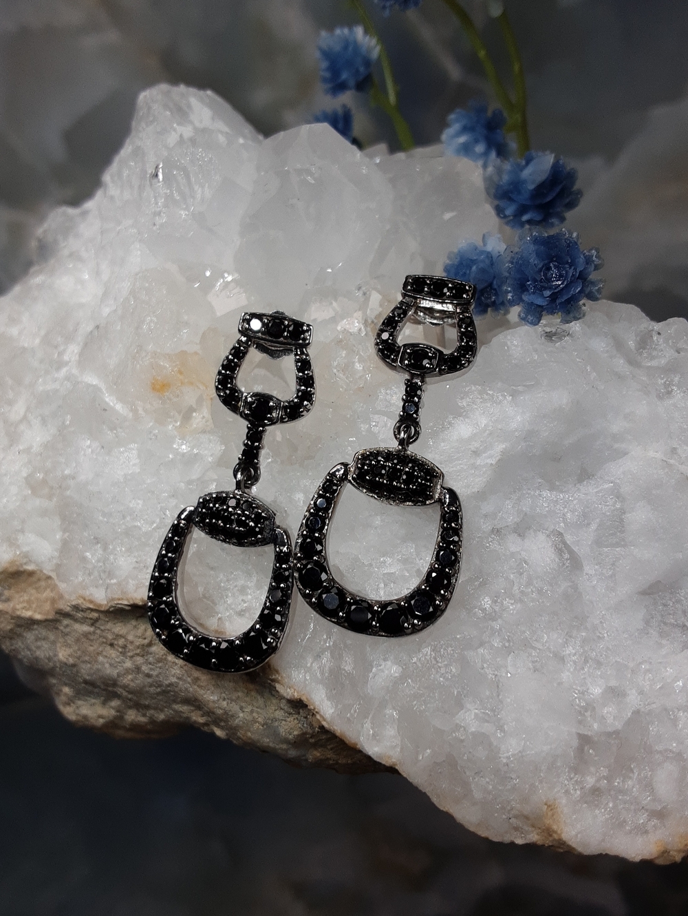 925 Black Spinel Drop Earrings. PRICE IS FIRM.